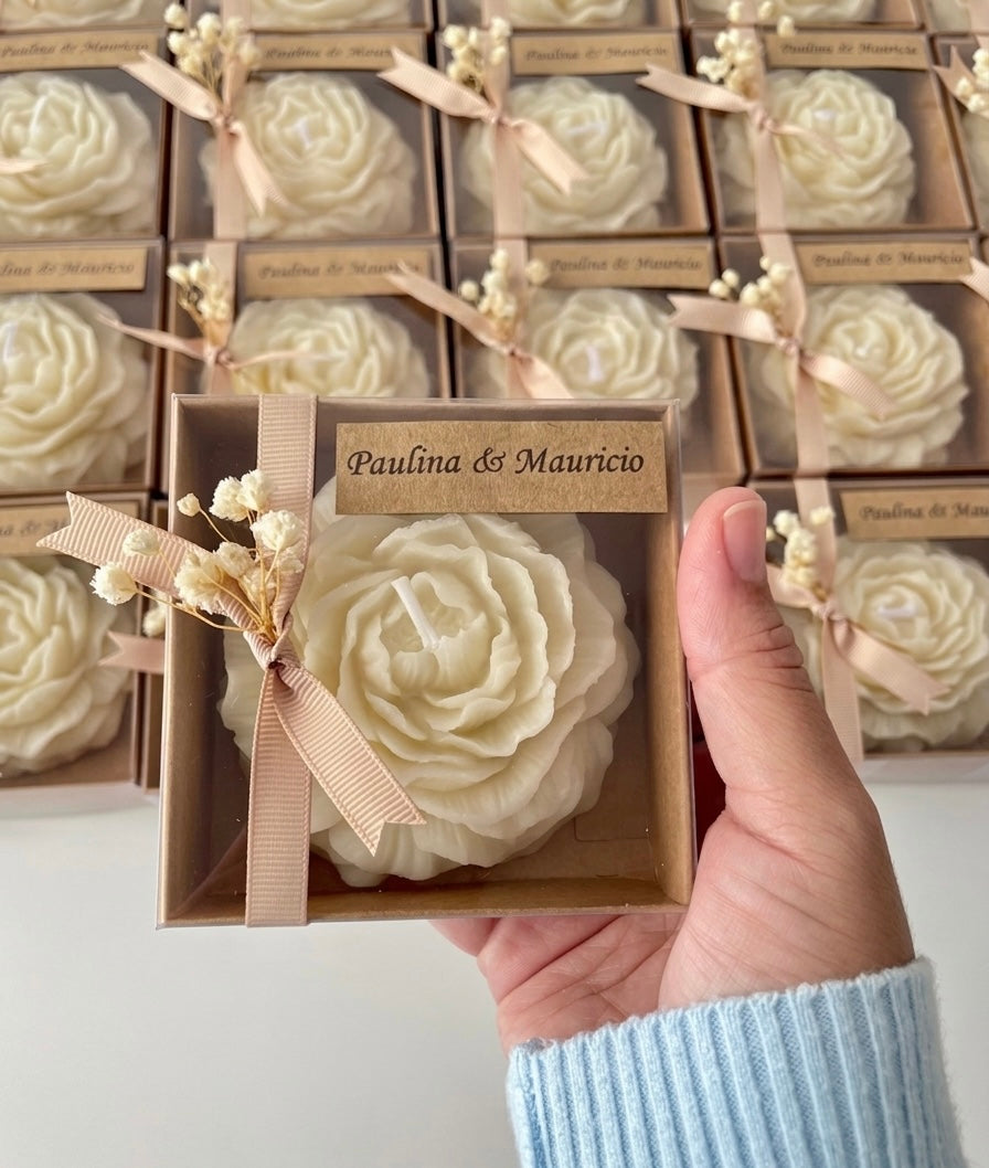 Wedding Candle Favor in Kraft Box – Handmade Bridal Party Gift