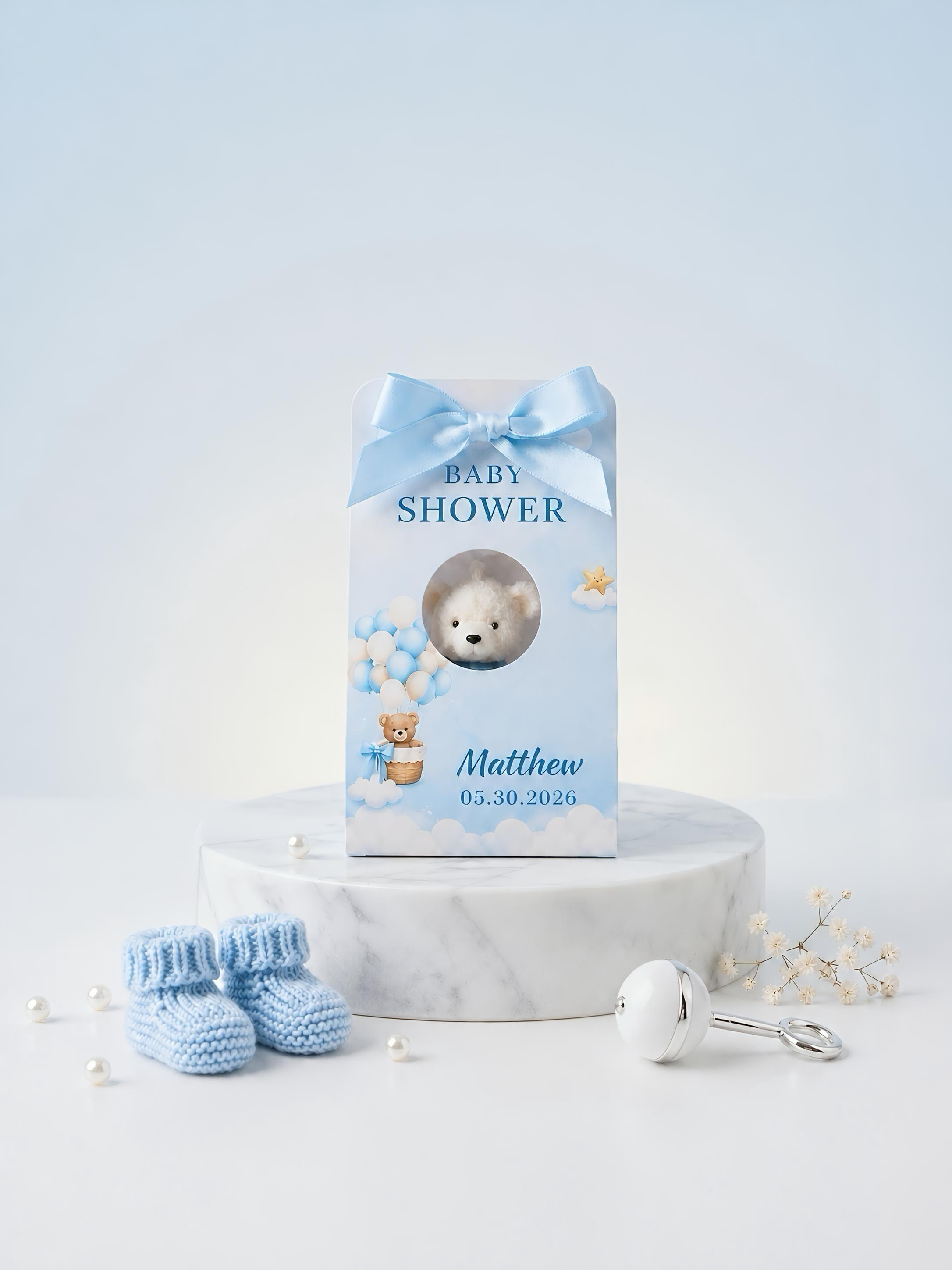 eddy Bear Candle Baby Shower Favor – Handmade Gift with Dried Flowers
