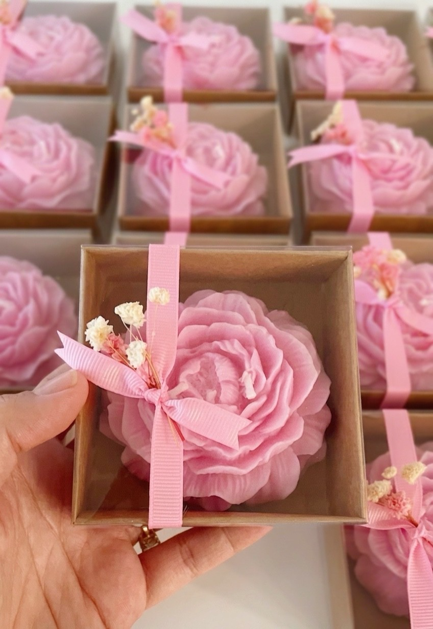 Wedding Candle Favor in Kraft Box – Handmade Bridal Party Gift