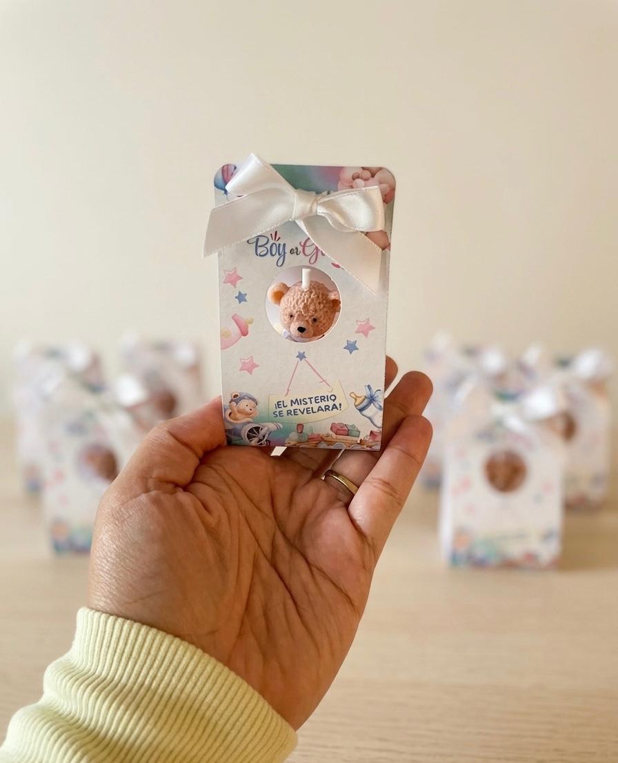Teddy Bear Gender Reveal Candle – Handmade All Wax Favor Gift