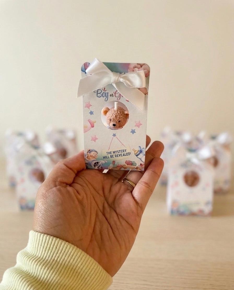 Teddy Bear Gender Reveal Candle – Handmade All Wax Favor Gift